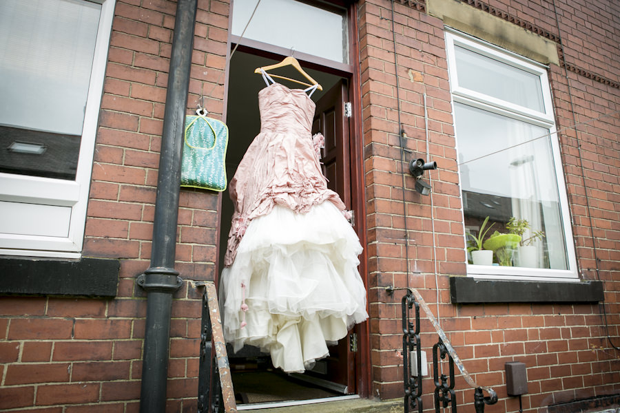 pink Ian Stuart wedding dress