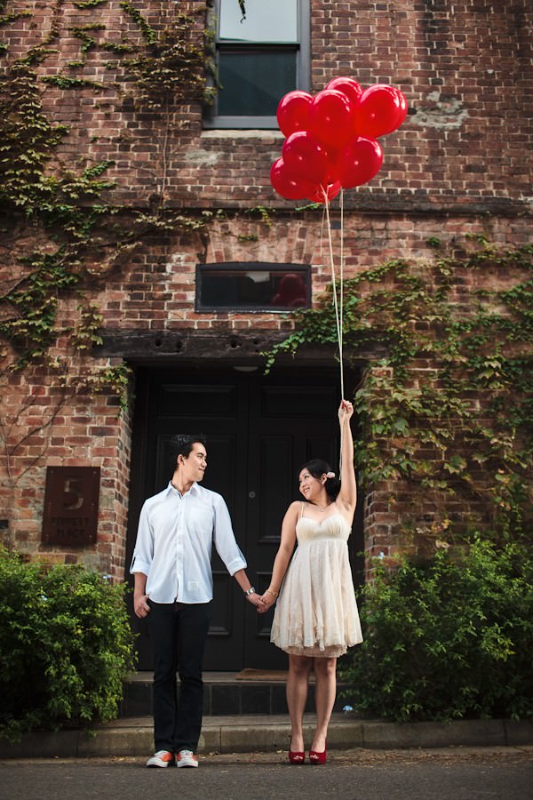 Australian engagement shoot with red balloons