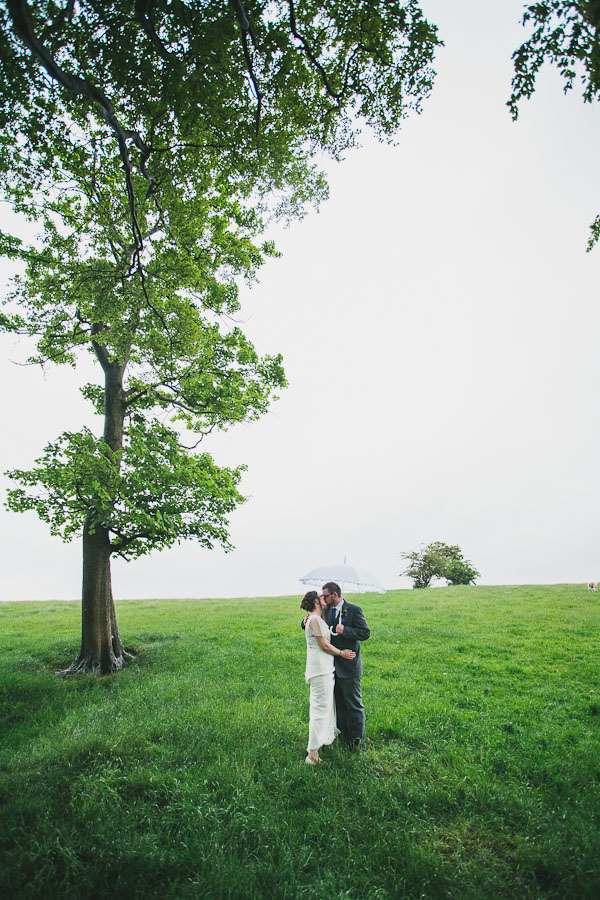 wedding couple in field