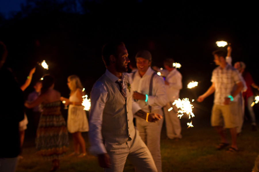 wedding reception with sparklers