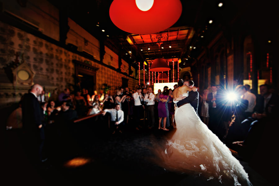 Modern Manchester wedding couple first dance