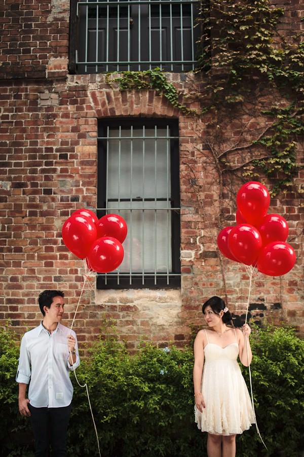 Australian engagement shoot with rd balloons