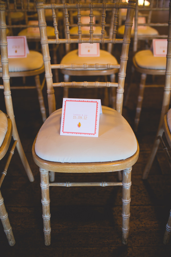 order of service on wedding chair