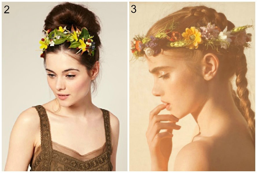 flower crowns with hair up