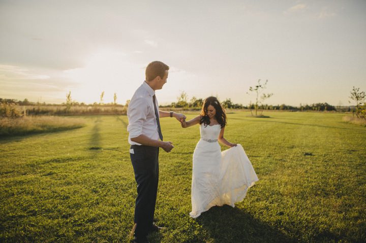 bride and groom sunset shots