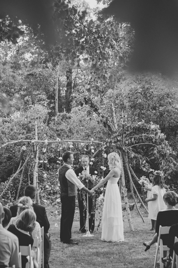 Boho Style Outdoors wedding ceremony