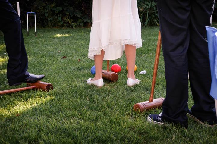 wooden garden games at a wedding reception