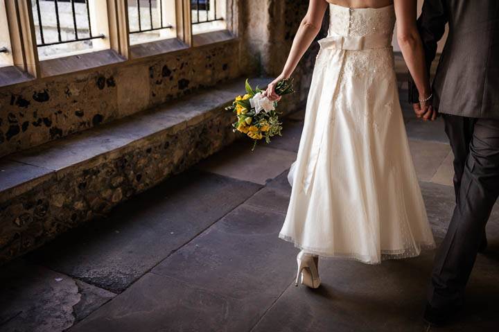 wedding couple at Chichester Cathedral.