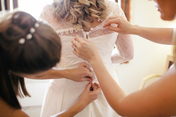 Bride getting ready on her wedding day