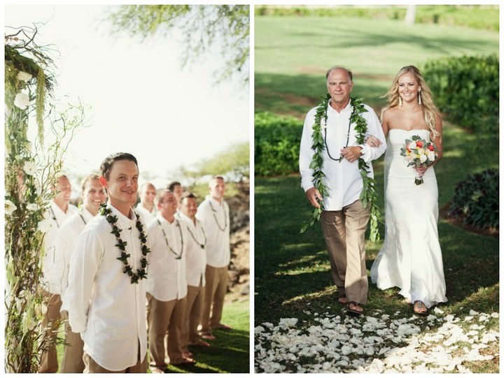 bride walking down the aisle in hawaii