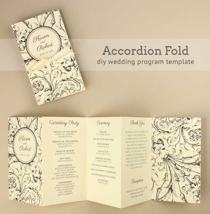 Trifold Wedding Program Template Free from www.boho-weddings.com