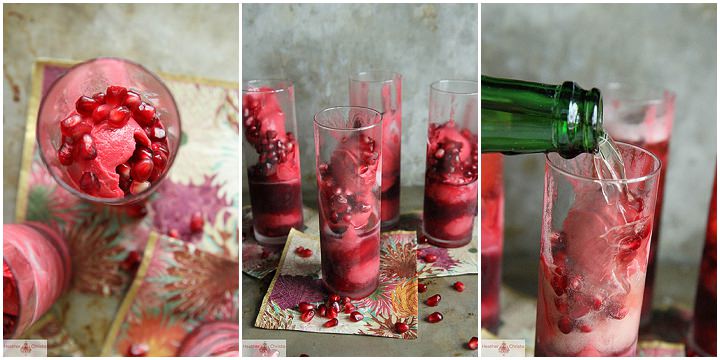 Raspberry Pomegranate Champagne Cocktail 2