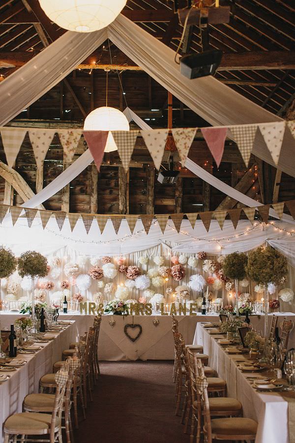 barn wedding with wood theme