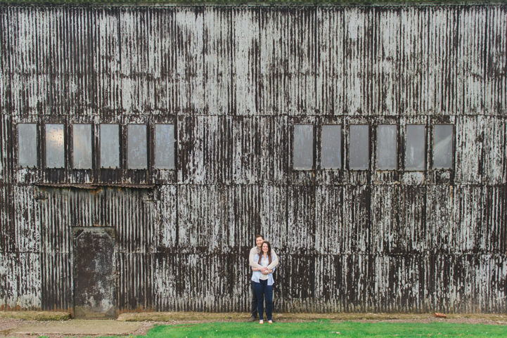 Engagement Shoot in a airplane hanger