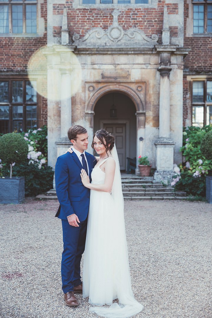 Doddington Hall Lincolnshire Wedding bride and groom outside in the grounds By Phillipa James Photography