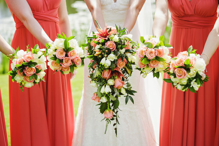 Barn Wedding waterfall bouquet in Hereford By Gemma William's Photography