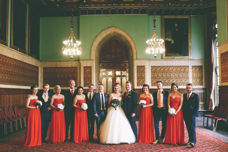 Modern Manchester bridal party Town Hall Wedding by Emma Boileau