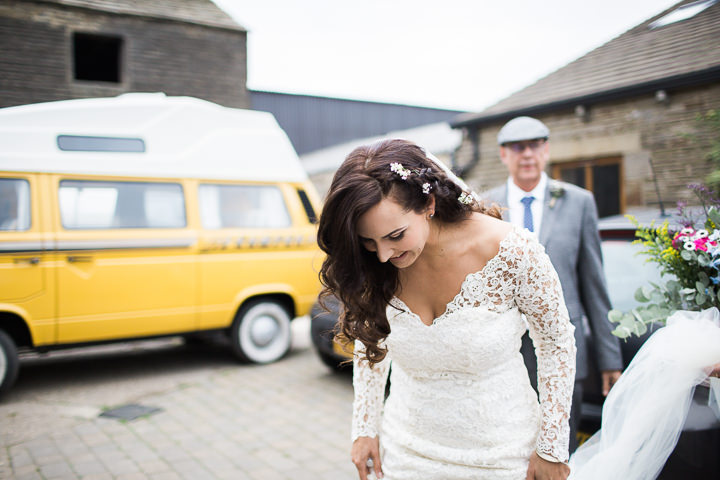 Lisa-Jane and David's Handmade Tipi Wedding bride with a Bespoke Wedding Dress