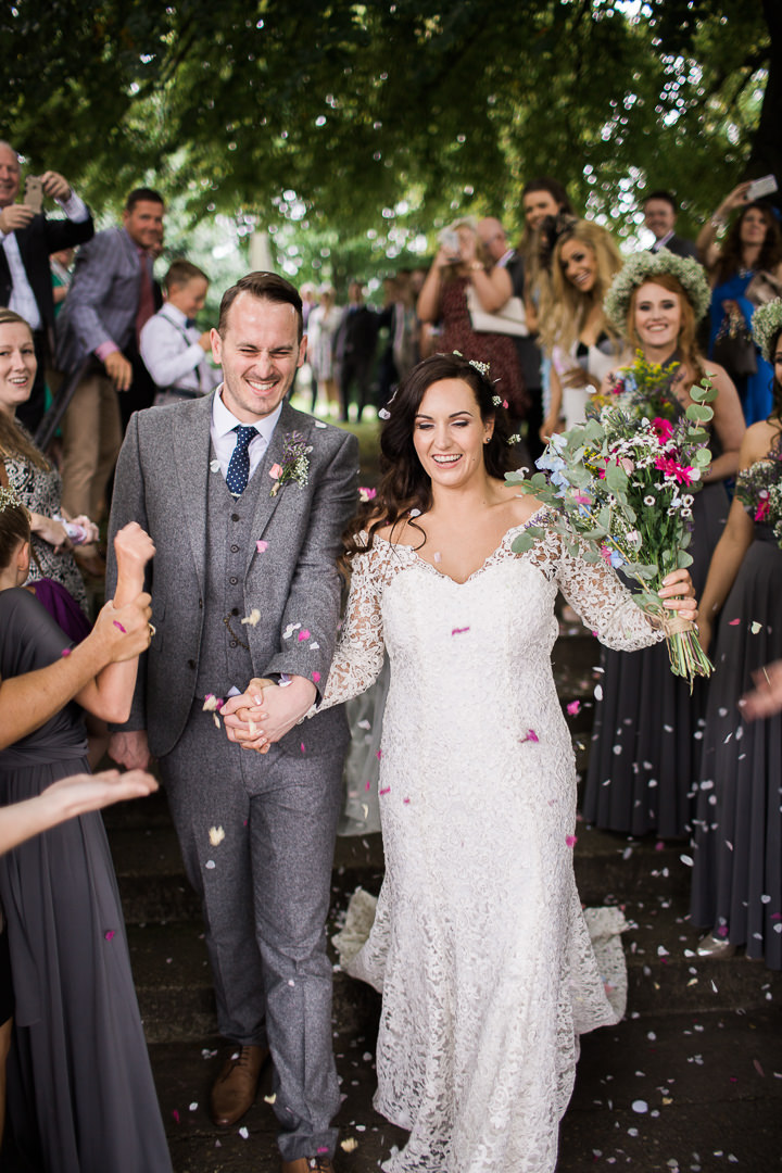 Lisa-Jane and David's Handmade Tipi Wedding confetti with a Bespoke Wedding Dress