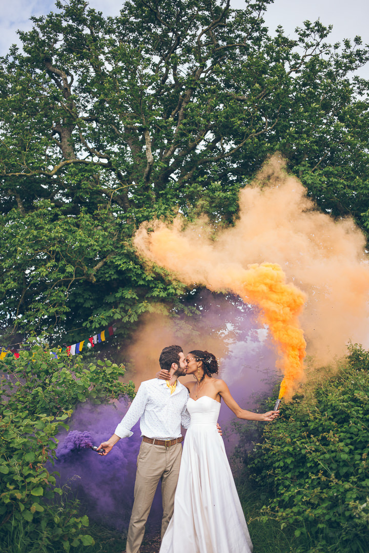 Free Spirited Outdoor Meadow Wedding by Larissa Joice Photography, with flags, wild flowers and a picnic