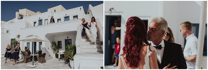 Elegant Santorini Wedding by Steve Fuller Photo, with white roses, an essence of australia gown and a helicopter ride