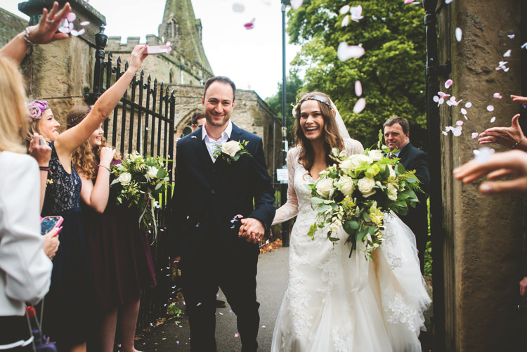 Bohemian, Countryside Wedding in Leicestershire by Martin Makowski. with hay bales and flower crowns.