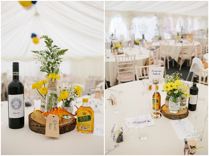 'Dinosaurs and Daisy's' North Wales Wedding by Dan Hough Photography with a yellow and blue colour scheme and lots of homemade details