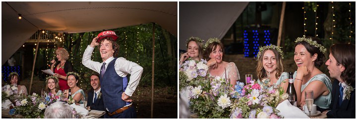 Family Affair Wonderful Woodland Wedding by Lucy Noble, with a Jenny Packham dress, bunting, a fire pit and dancing under the stars.