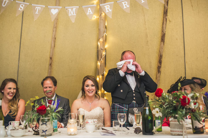 Northumberland Meets Australia Rustic Outdoor Wedding by Andy Hudson Photography with sunflowers and kilts