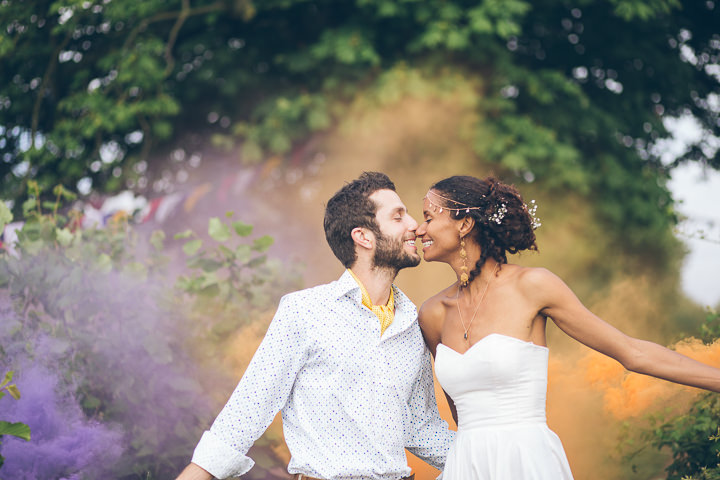 Free Spirited Outdoor Meadow Wedding by Larissa Joice Photography, with flags, wild flowers and a picnic