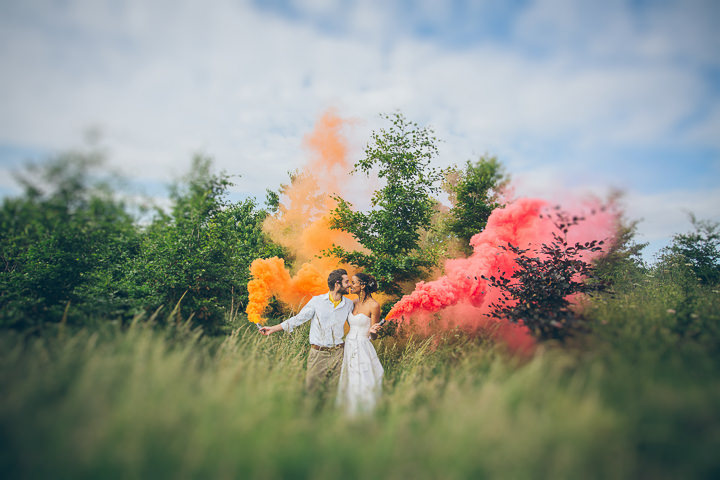 Free Spirited Outdoor Meadow Wedding by Larissa Joice Photography, with flags, wild flowers and a picnic