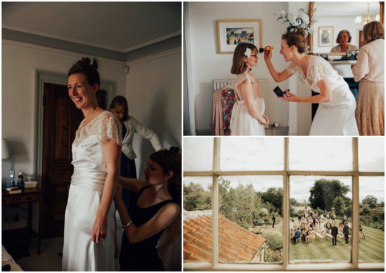 Handmade Vintage loving Back Garden Wedding in North Yorkshire by Patrick Phillips with a handmade dress and homegrown flowers.