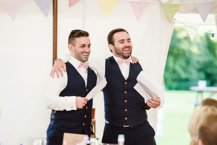 Pretty Country Pastel Homemade Hertfordshire Wedding by Sarah Elliot Photography, with a cake table, bunting and outdoor games.