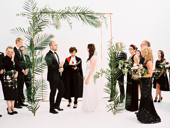Jaimie and Robert's 'Minimalist Neon Jungle' Toronto Wedding with an Anna Campbell Gown by Leo Patrone