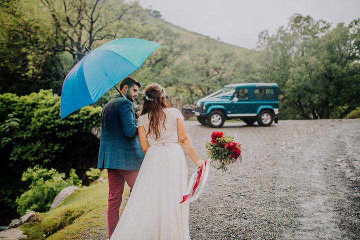 Danielle and Mike's Rainy Boho Festival Themed Wedding in The Lake District by Clara Cooper Photography