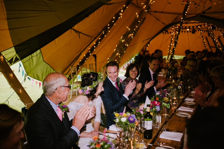 Rosalie and Sam's Relaxed and Colourful Tipi Wedding in Leicestershire with 1000 Paper Cranes by McGivern Photography