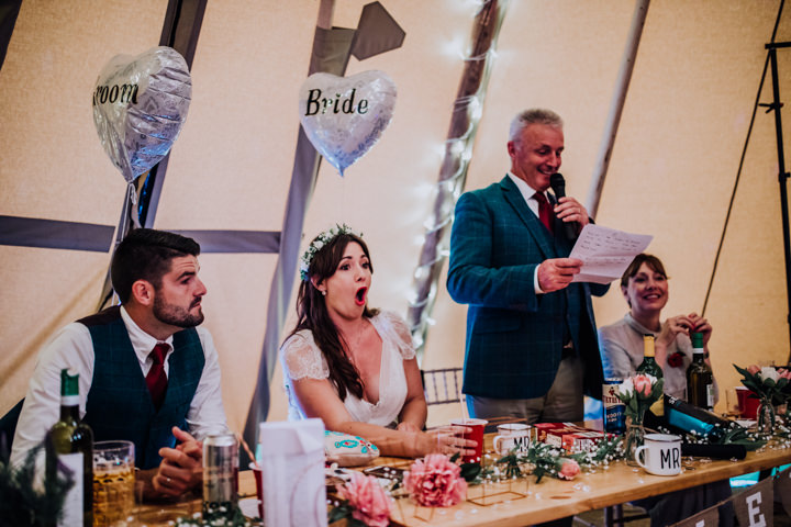 Danielle and Mike's Rainy Boho Festival Themed Wedding in The Lake District by Clara Cooper Photography