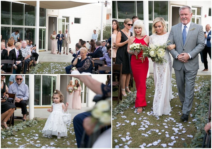 Heidi and Theresa's Palm Springs Wedding with Synchronized Swimmers and A Grace Loves Lace Dress, by Michael Segal