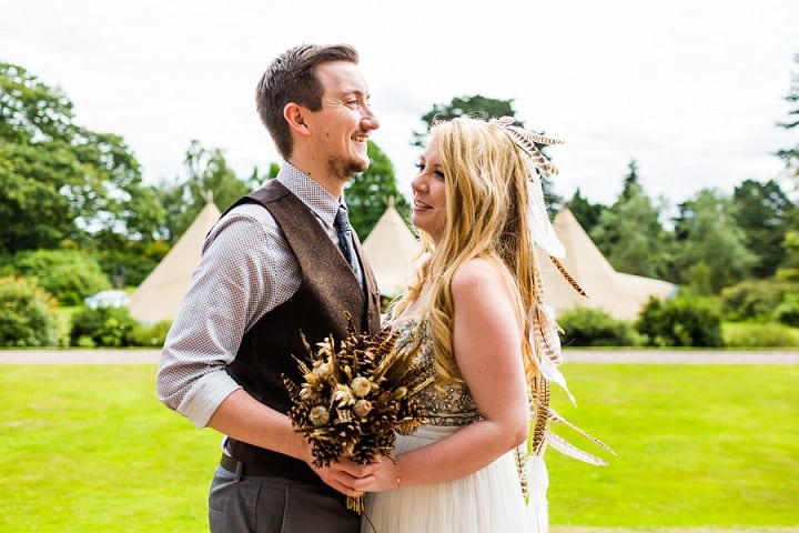 Laura and Emlyn’s ‘Pine Cones and Feathers’ Staffordshire Tipi Wedding by Faye Ford Photography