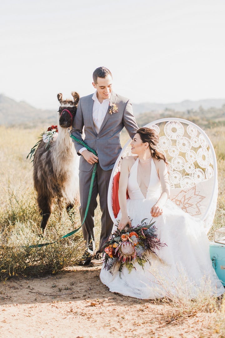 Boho Chic Coral and Teal California Desert Wedding Inspiration