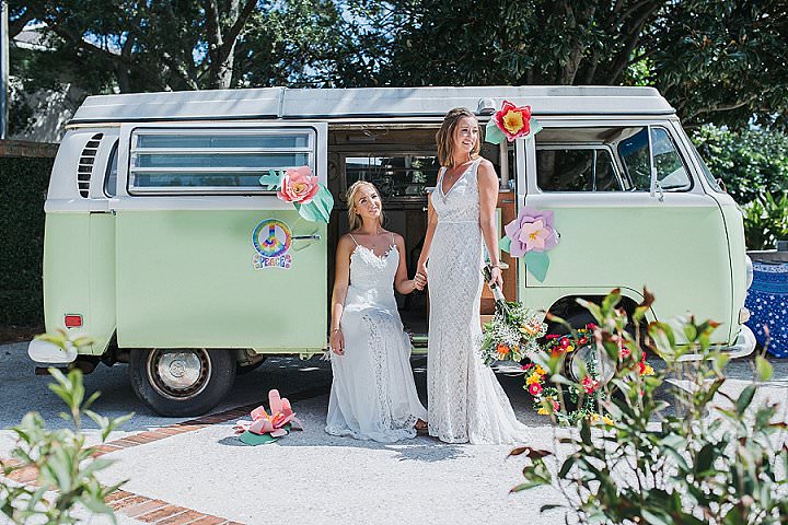 Lindsay and Ellen’s ‘Flower Child’ 60’s Themed Ocean Front Wedding by Rainey Gregg Photography