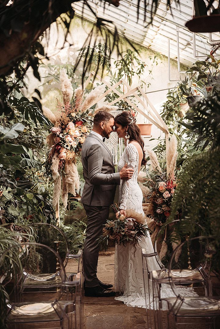 Nina and Jure’s Bohemian Botanical Greenhouse Elopement by Everything & Beyond