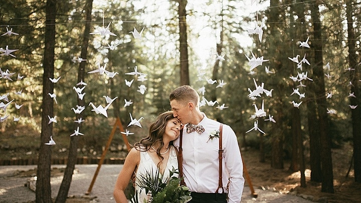 Cortney and Kevan’s DIY California Forest Wedding with 1000 Paper Cranes by Matthew Lim Photography