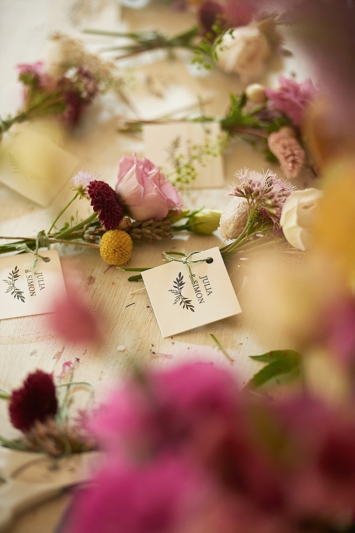 hand printed wedding table decorations with wild flowers