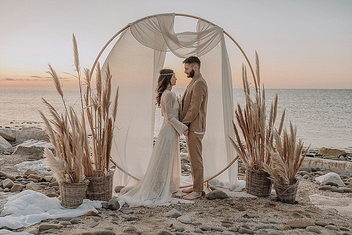 ‘Romantic Beach Boho’ Day to Night Intimate Beach Elopement Inspiration in Italy