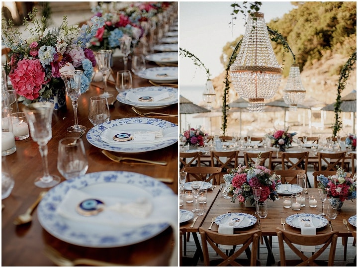 Vasilis and Maro's Dreamy Pink and Blue Waterfront Wedding in Greece
